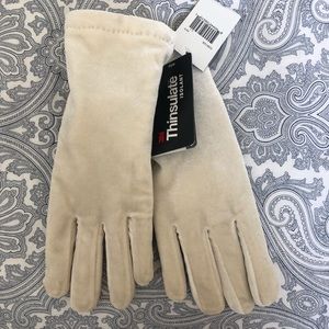 Thinsulate off white velour gloves